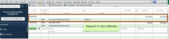 quickbooks check date vs deposit date