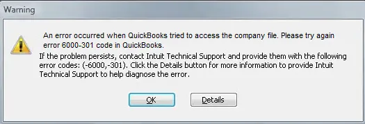 Error 6000 301 in QuickBooks