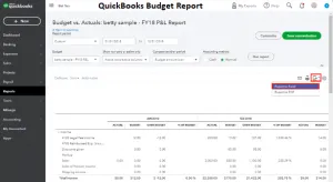 QuickBooks Budget Report