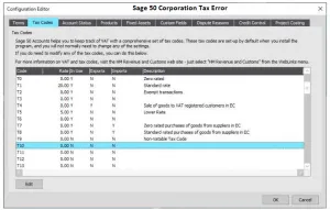 Sage 50 Corporation Tax Error