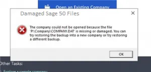 Damaged Sage 50 Files