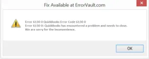 Error 6130, 0 in QuickBooks
