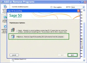 Remove the Sage 50 Program