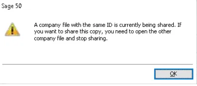 Sage Error a Company File with Shared