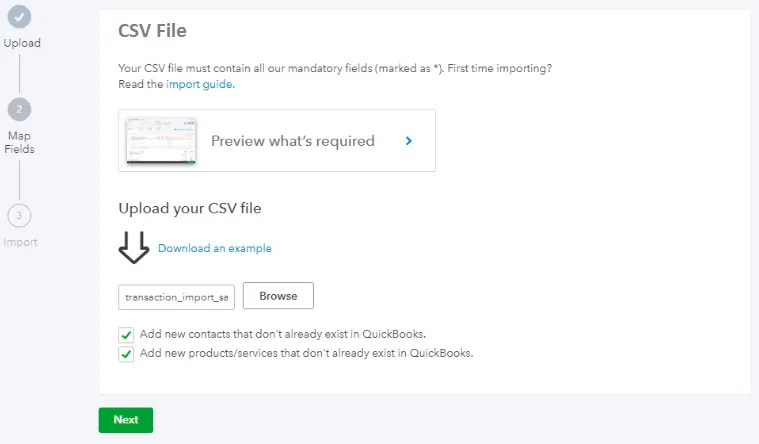 Upload your CSV file